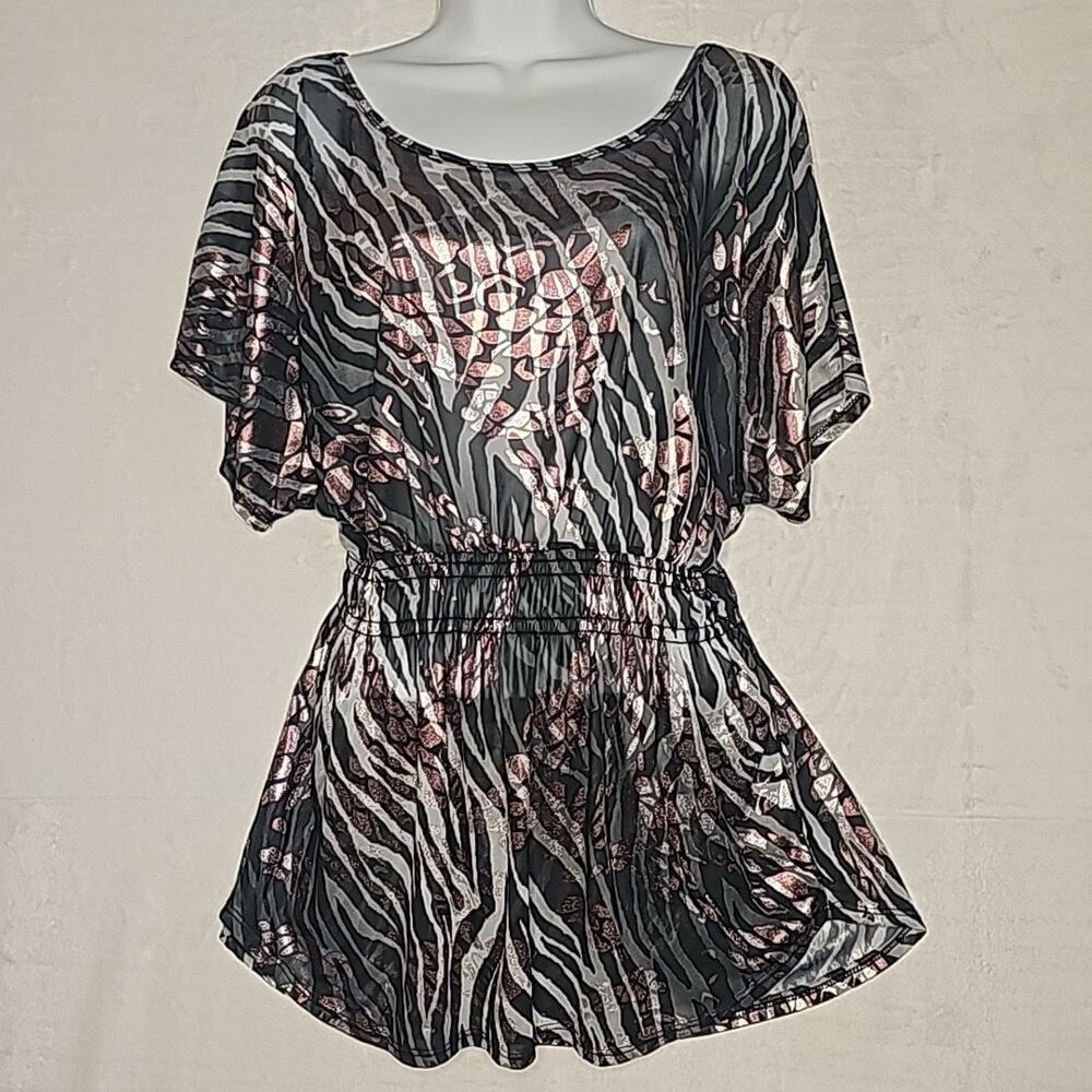Daytrip Elastic Waist Sz Large Women's Sheer Blouse